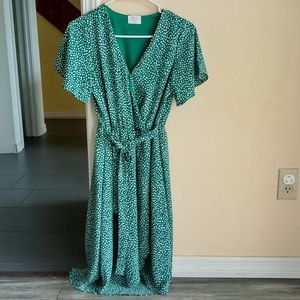 FEMININE MIDI DRESS,XS,green